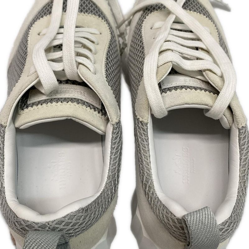 Hermes Sneakers 37.5 Women's Bouncing Gray Ivory And Beige Mesh