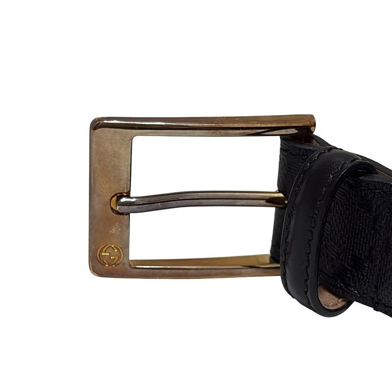 Gucci Belt 85 34 - 345658 Black And Gold Leather