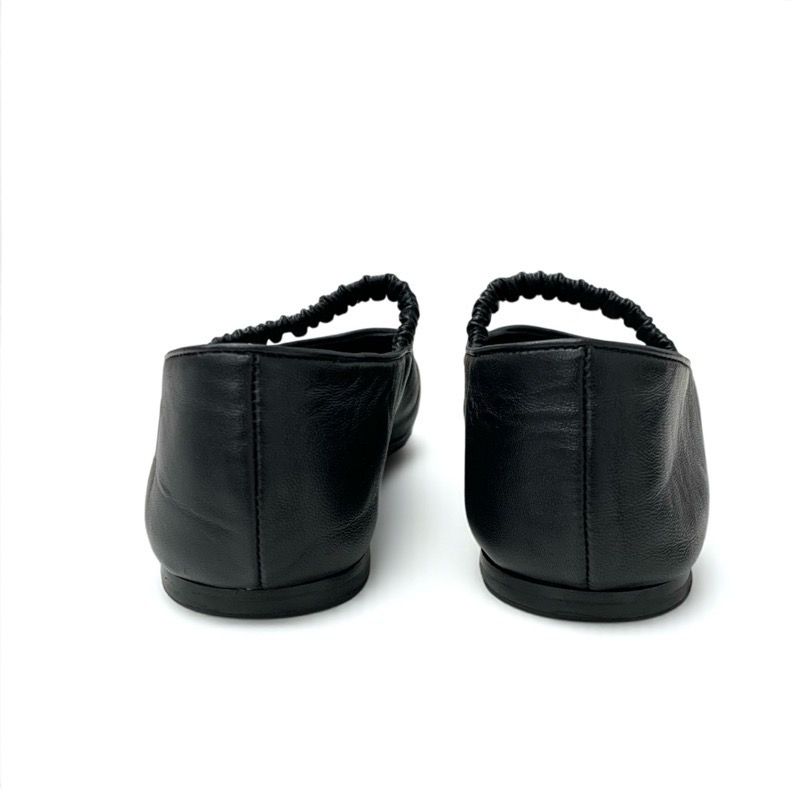 Chanel Flat Shoes Leather Fabric Black Coco Mark Ballet Shoes Mary Jane