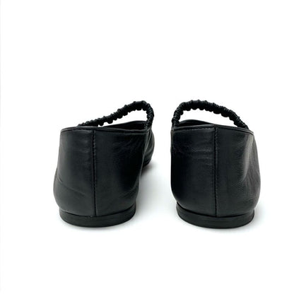 Chanel Flat Shoes Leather Fabric Black Coco Mark Ballet Shoes Mary Jane