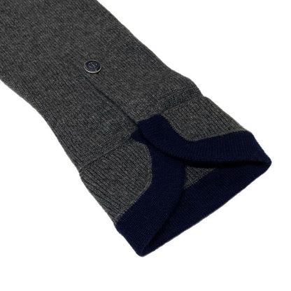 Chanel Cardigan Size 42 L Women - P59182 Grey And Dark Navy Long Sleeves 2018