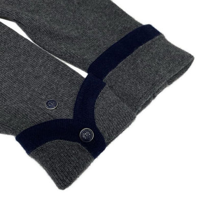 Chanel Cardigan Size 42 L Women - P59182 Grey And Dark Navy Long Sleeves 2018