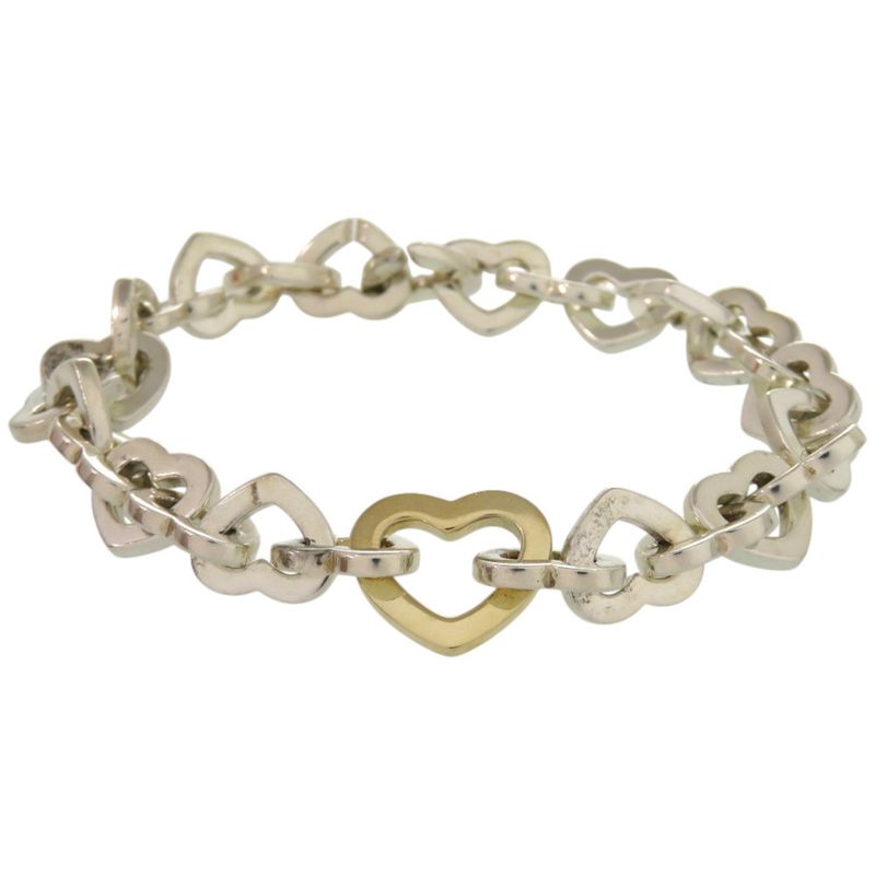 Tiffany & Co Heart Link 18k Yellow Gold Silver 925 Bracelet Accessory 1075