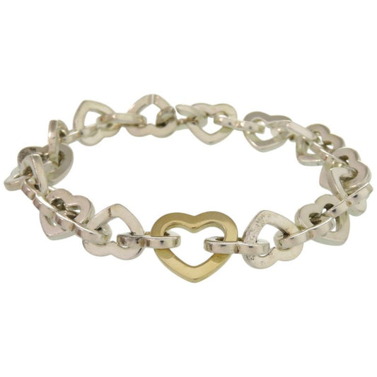 Tiffany & Co Heart Link 18k Yellow Gold Silver 925 Bracelet Accessory 1075