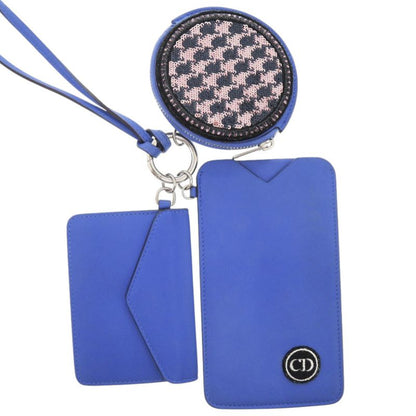 Christian Dior Neck Pouch Leather Blue Card Case 1422 Christian Dior