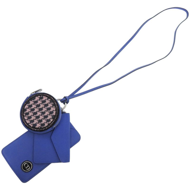 Christian Dior Neck Pouch Leather Blue Card Case 1422 Christian Dior