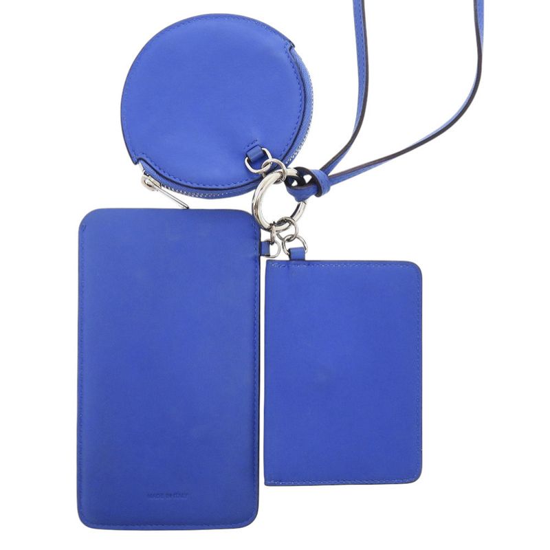 Christian Dior Neck Pouch Leather Blue Card Case 1422 Christian Dior