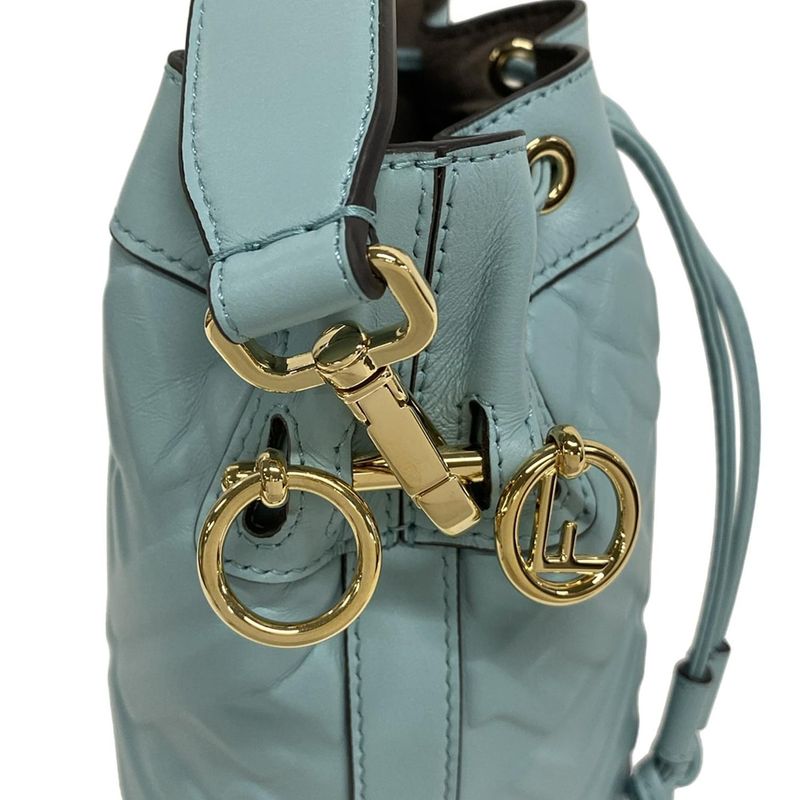 Fendi Handbag Montresor 8bs093-anwt Light Blue Leather