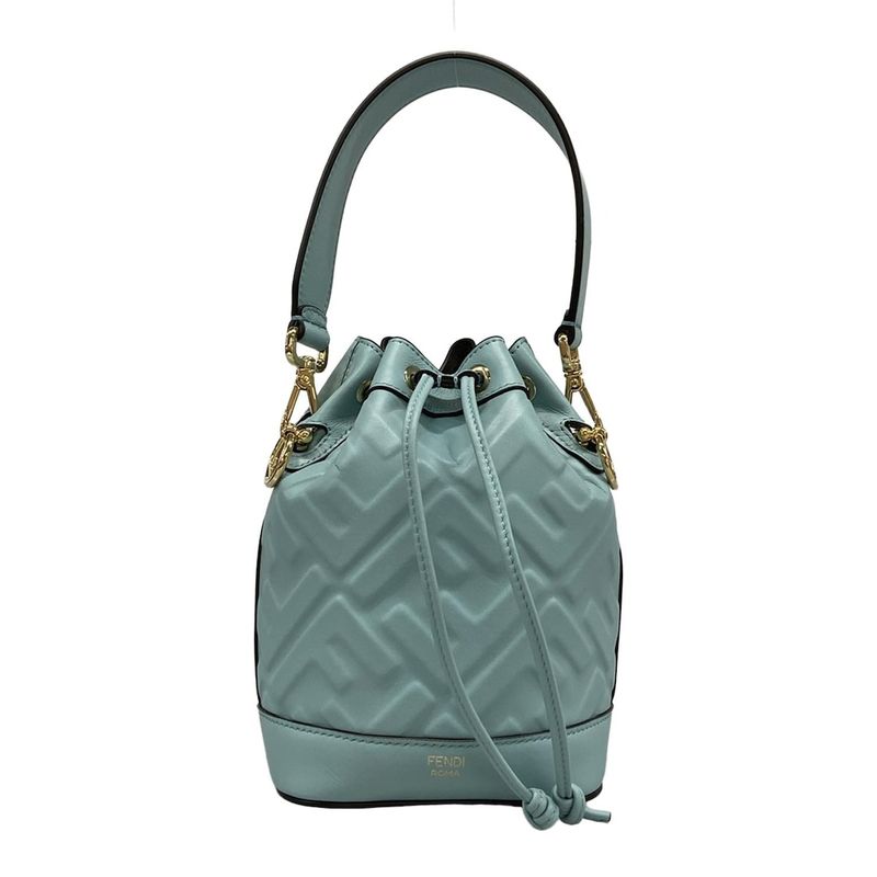 Fendi Handbag Montresor 8bs093-anwt Light Blue Leather