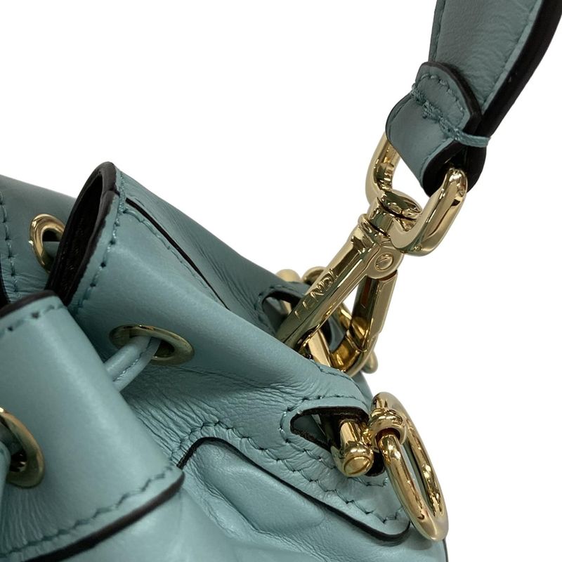 Fendi Handbag Montresor 8bs093-anwt Light Blue Leather