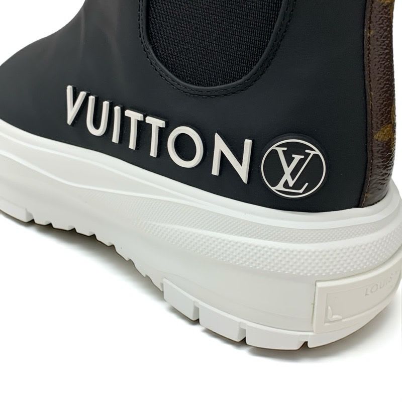 Louis Vuitton Squad Line Monogram Boots Short Shoes Leather Black White