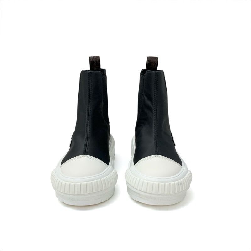 Louis Vuitton Squad Line Monogram Boots Short Shoes Leather Black White