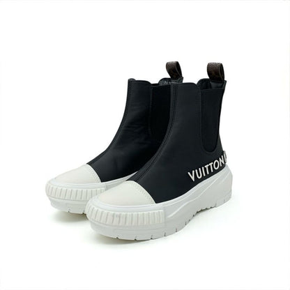 Louis Vuitton Squad Line Monogram Boots Short Shoes Leather Black White