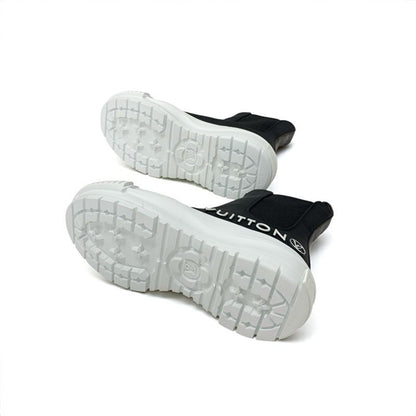 Louis Vuitton Squad Line Monogram Boots Short Shoes Leather Black White