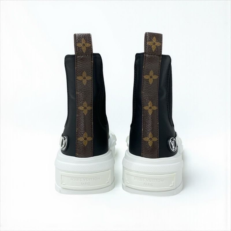 Louis Vuitton Squad Line Monogram Boots Short Shoes Leather Black White