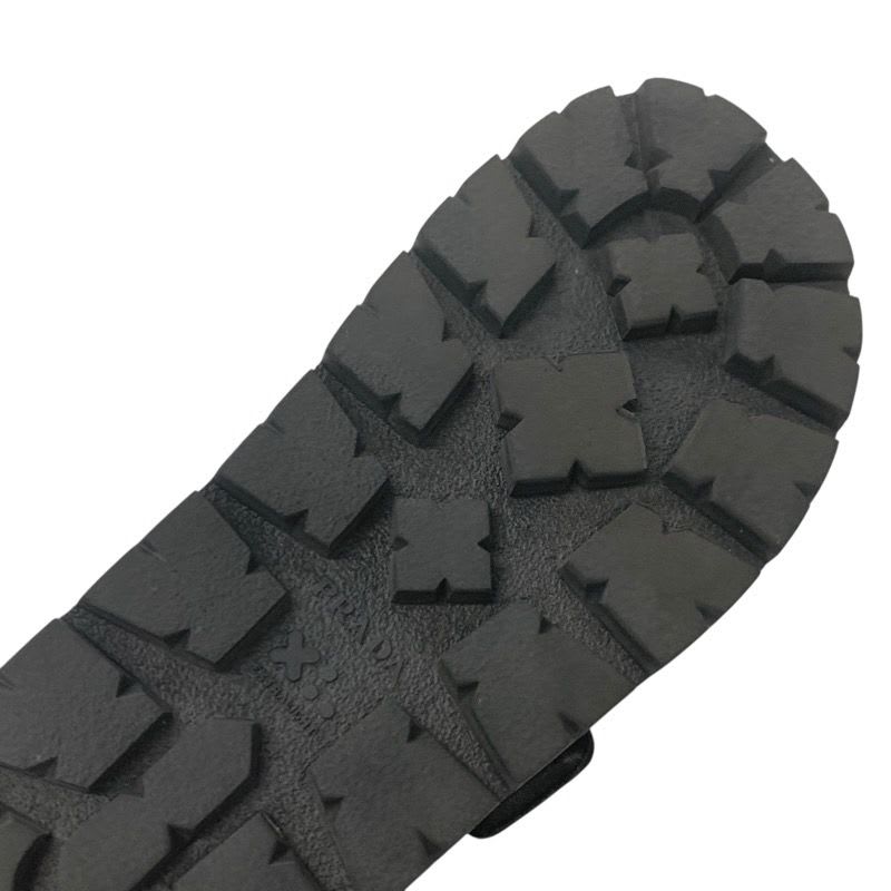 Prada Sandals Shoes Leather Black Logo Padded Nappa Velcro