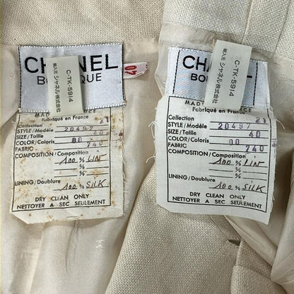 Chanel Skirt Suit Women - 20497 Ivory Linen