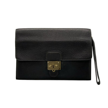 Hermes Second Bag Pochette Jet Black Gold Hardware Leather