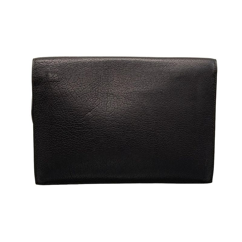 Hermes Second Bag Pochette Jet Black Gold Hardware Leather