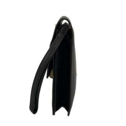 Hermes Second Bag Pochette Jet Black Gold Hardware Leather