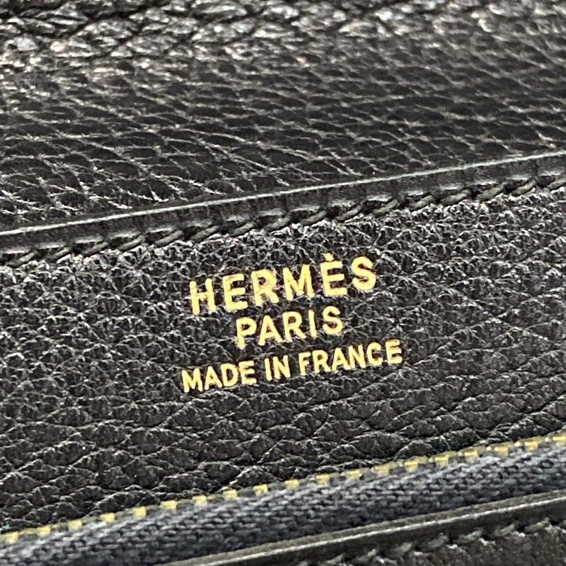 Hermes Second Bag Pochette Jet Black Gold Hardware Leather