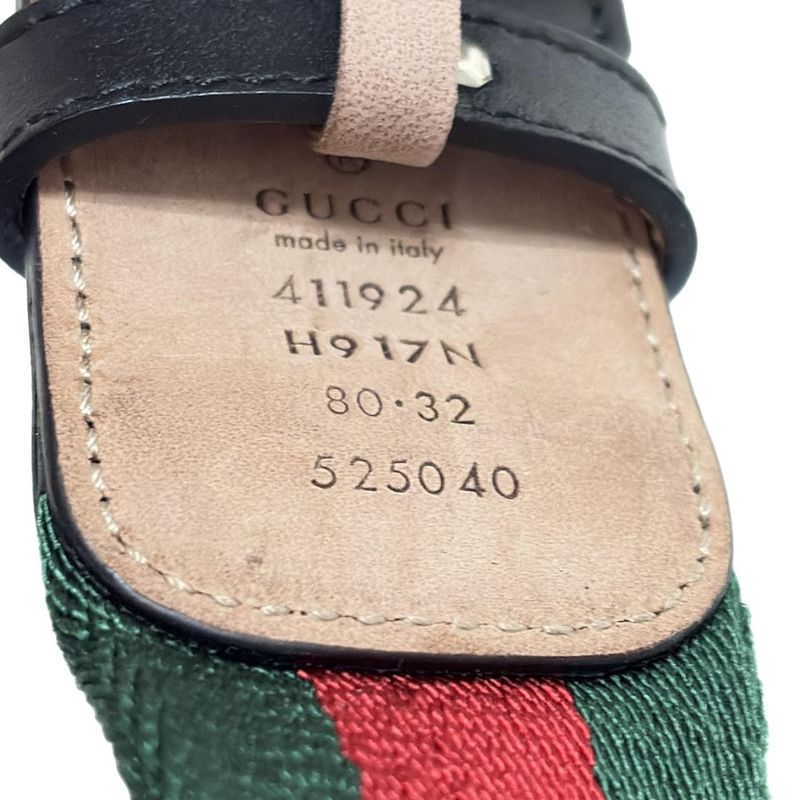 Gucci Belt 80 32 - 411924 Green X Red X Multi Interlocking G Sherry (web)