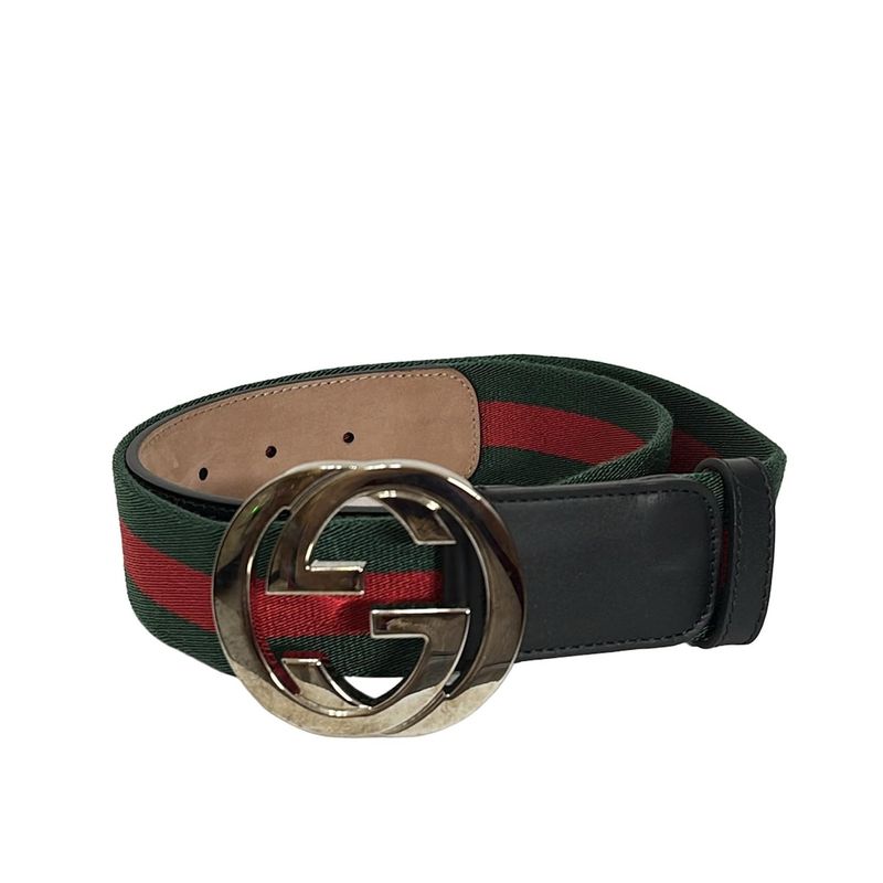 Gucci Belt 80 32 - 411924 Green X Red X Multi Interlocking G Sherry (web)