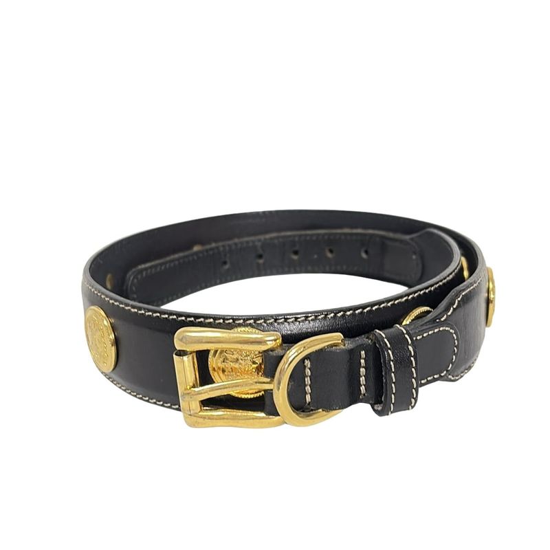 Fendi Belt 70 - Black And Gold Coin Leather