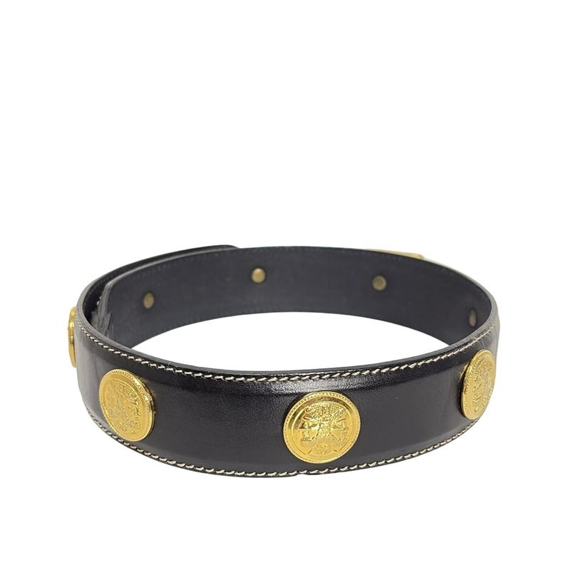Fendi Belt 70 - Black And Gold Coin Leather
