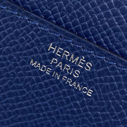 Hermes Constance Long Togo Blue Tie Shoulder Wallet Silver Hardware