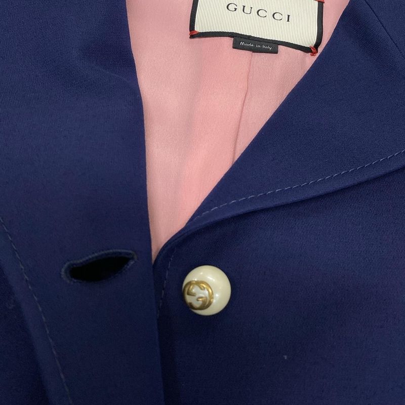 Gucci Skirt Suit Size 38 S Womens - 432417 Zhm88 436198 Zhm88 Navy Silk Blend