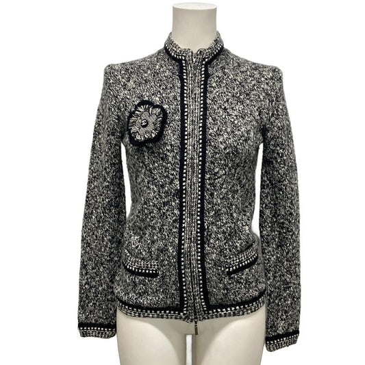 Chanel Cardigan Size 36 S Women - P26601 Black And White Long Sleeves Zip Up