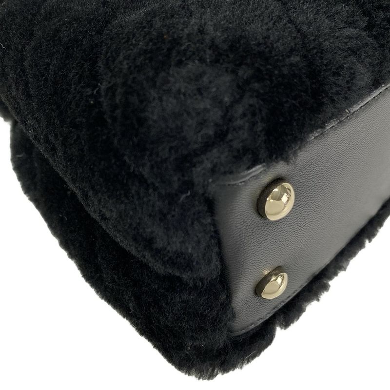 Chanel Handbag Small Top Handle Flap Bag V-stitched (chevron) A92990 Black Gold