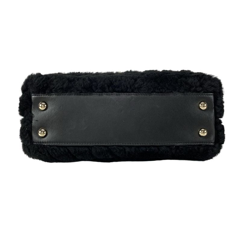 Chanel Handbag Small Top Handle Flap Bag V-stitched (chevron) A92990 Black Gold