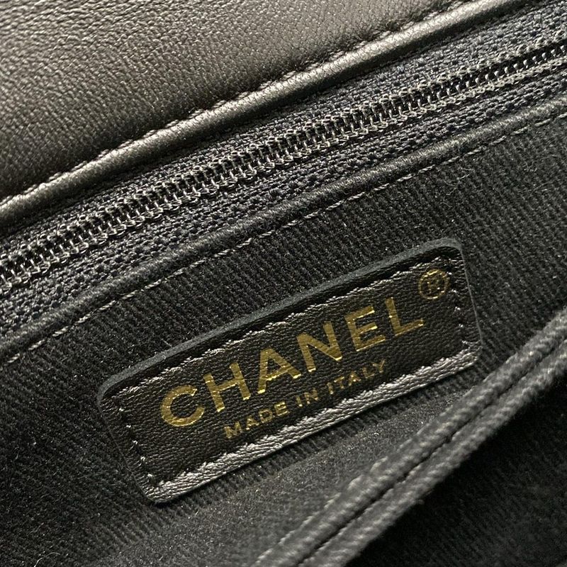 Chanel Handbag Small Top Handle Flap Bag V-stitched (chevron) A92990 Black Gold