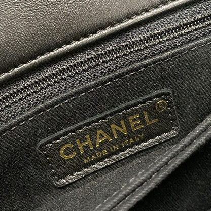 Chanel Handbag Small Top Handle Flap Bag V-stitched (chevron) A92990 Black Gold