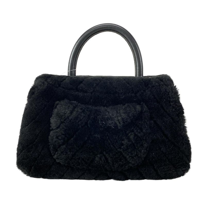 Chanel Handbag Small Top Handle Flap Bag V-stitched (chevron) A92990 Black Gold