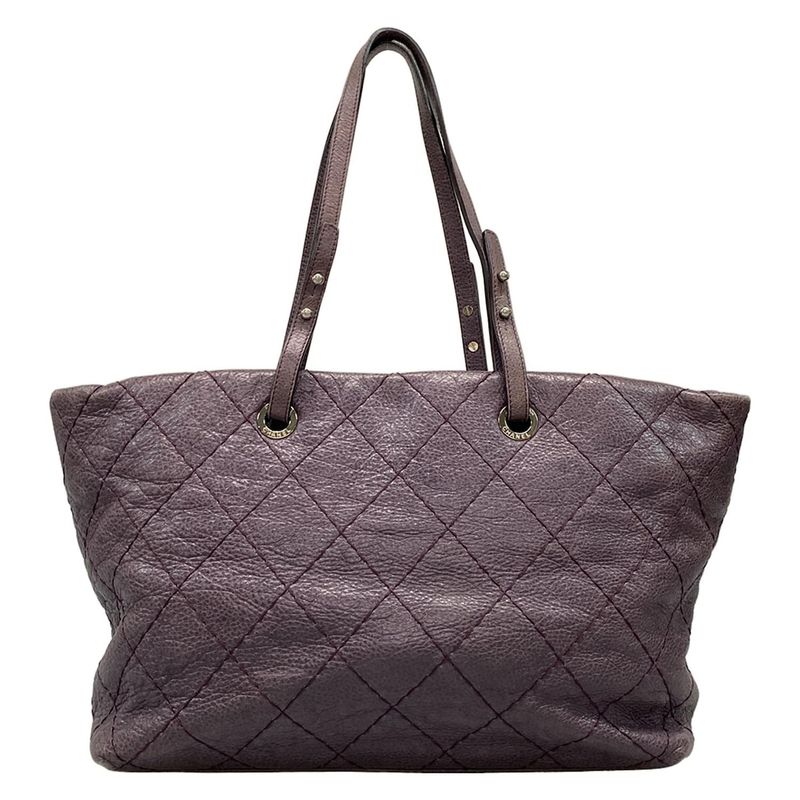 Chanel Tote Bag On The Road Wild Stitch Purple Silver Hardware
