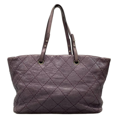 Chanel Tote Bag On The Road Wild Stitch Purple Silver Hardware