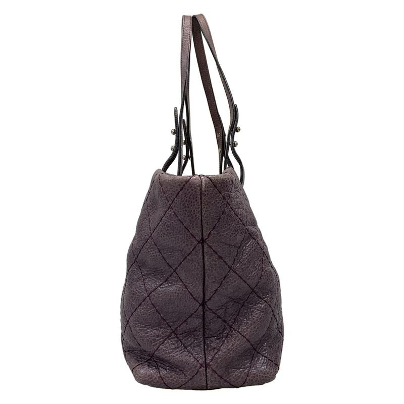 Chanel Tote Bag On The Road Wild Stitch Purple Silver Hardware