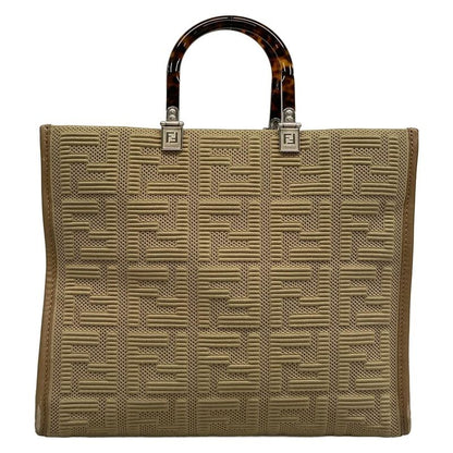 Fendi Tote Bag Sunshine Medium 8bh386-ahwc Beige Tortoiseshell Plexiglas Handle