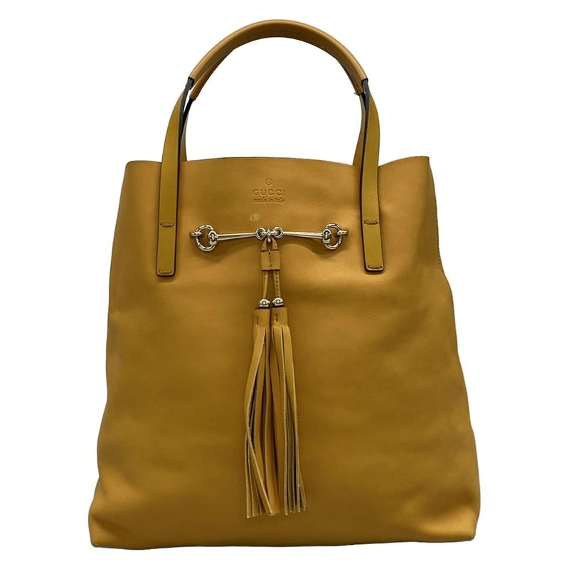 Gucci Tote Bag Horsebit 297006 Dark Yellow Tassel Leather