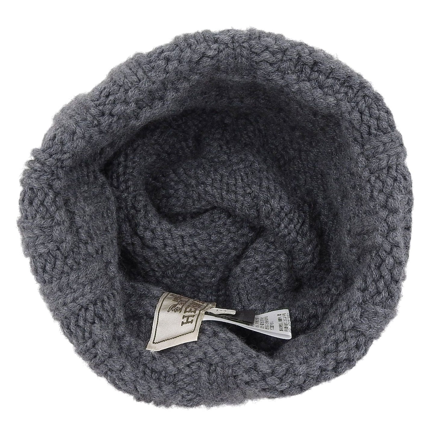 Excellent Condition Hermes 100% Cashmere H Logo Pattern Knit Cap