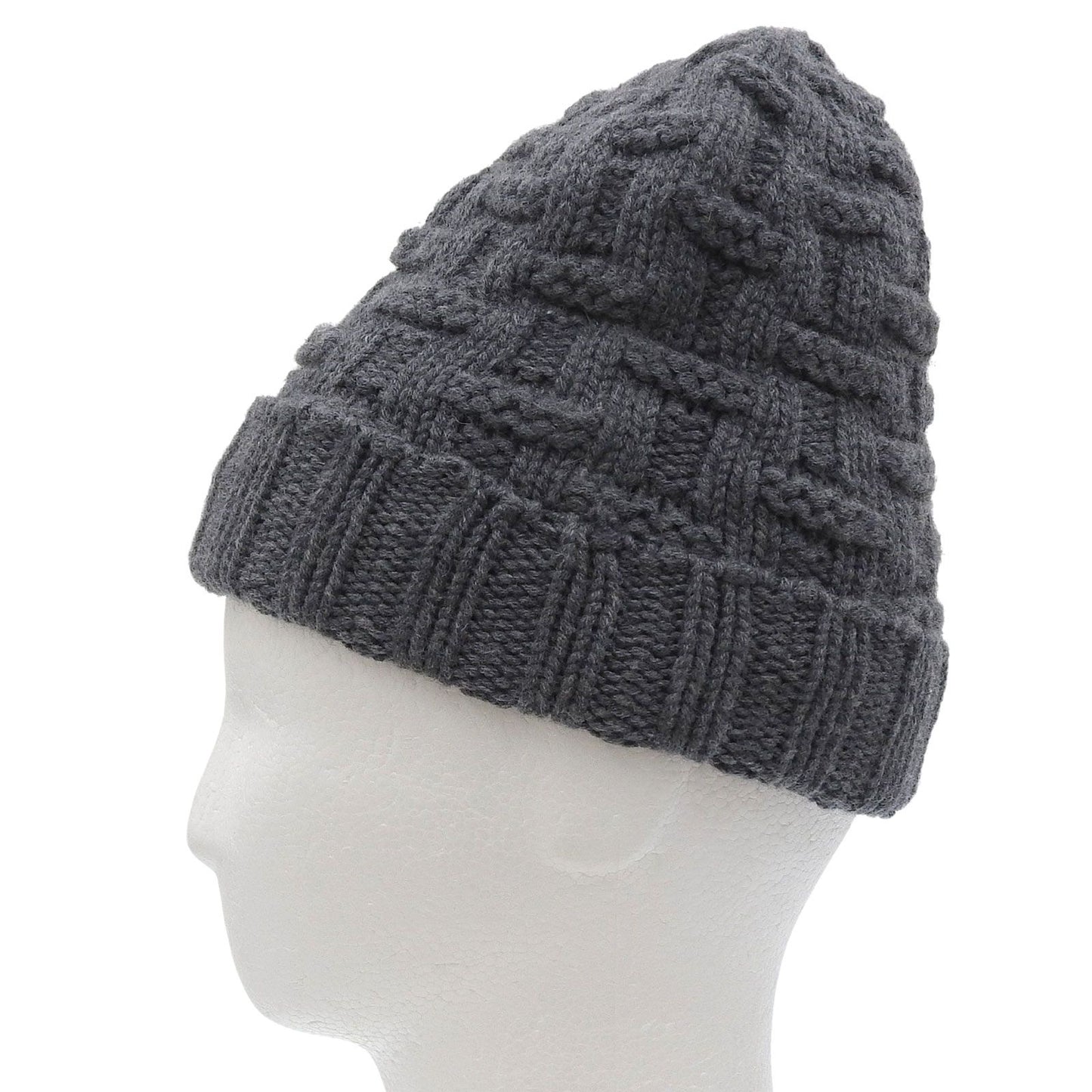 Excellent Condition Hermes 100% Cashmere H Logo Pattern Knit Cap