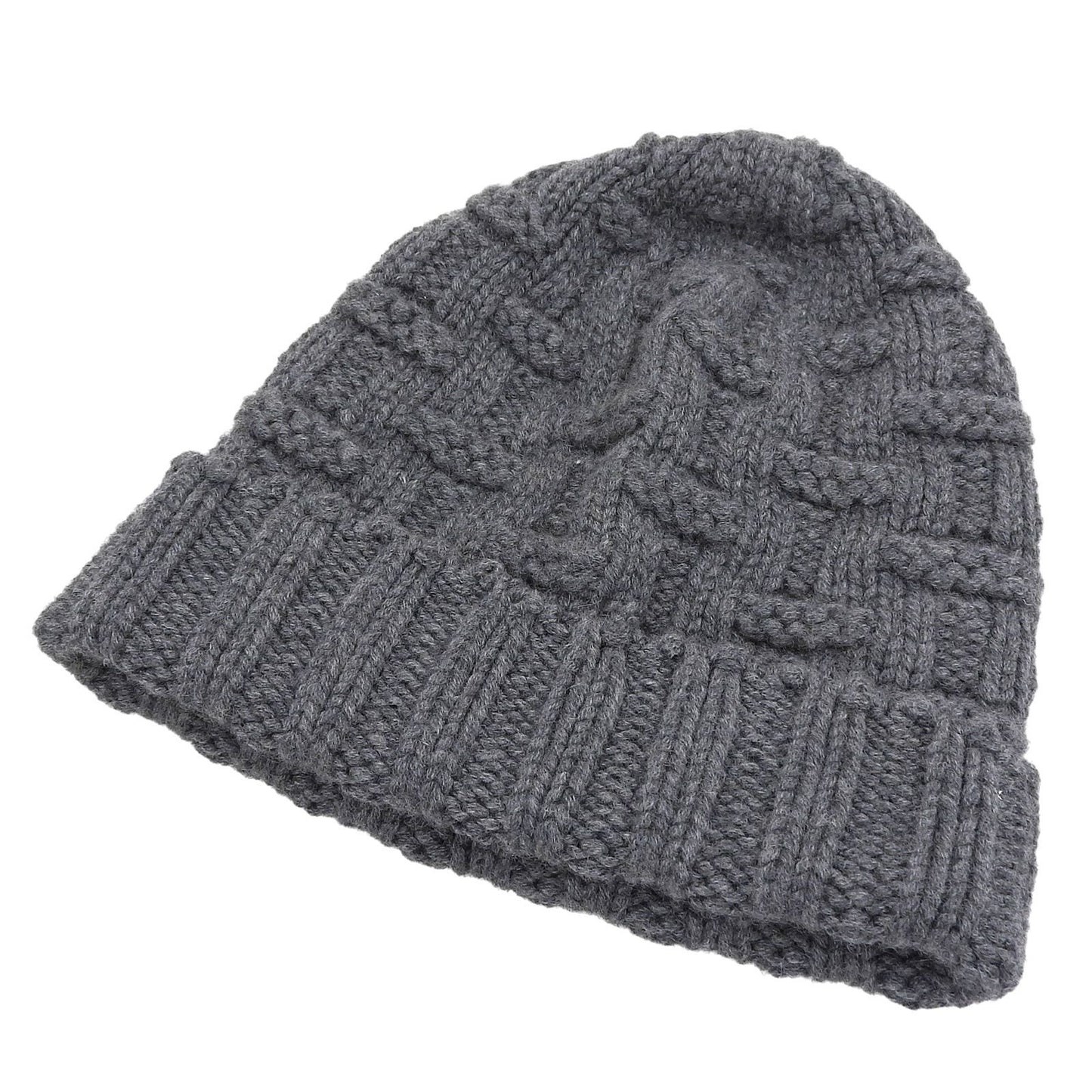 Excellent Condition Hermes 100% Cashmere H Logo Pattern Knit Cap