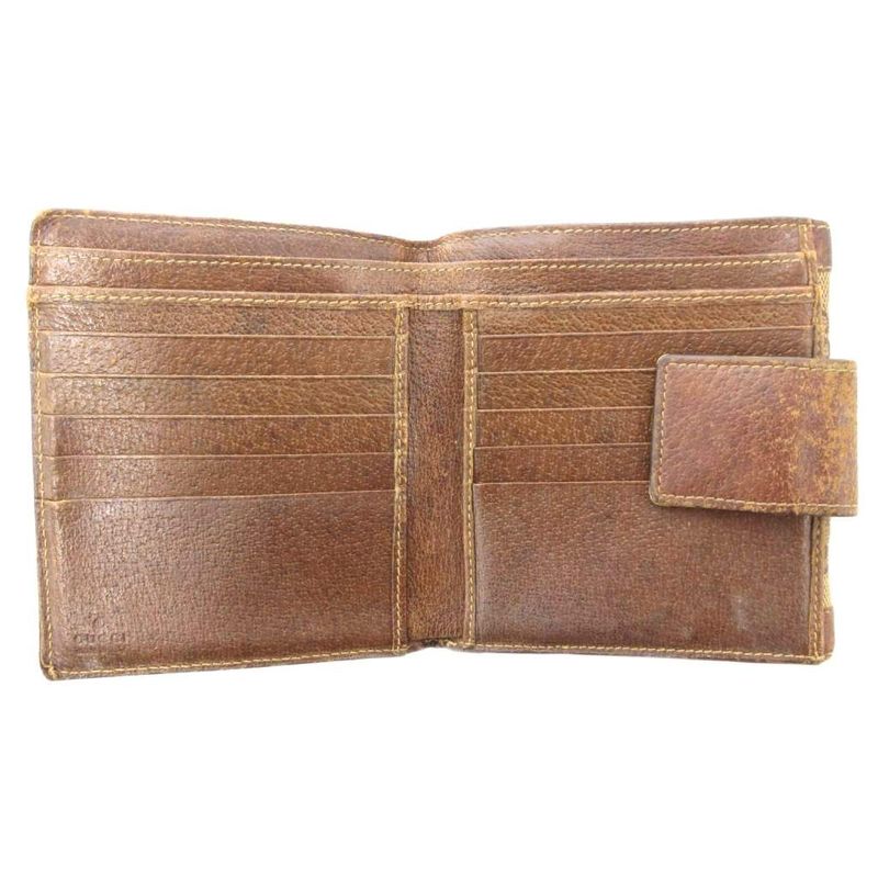 Gucci Sherry Line Fold Wallet GG Canvas Logo Brown 144179-0959 AE