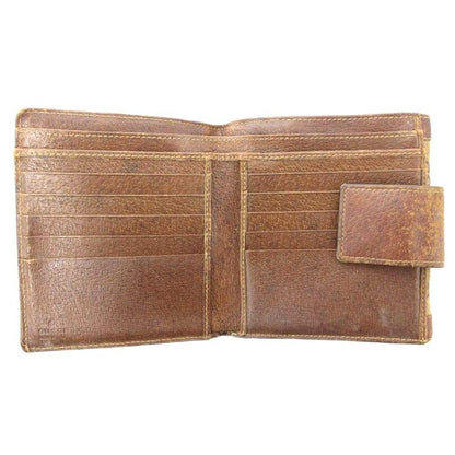 Gucci Sherry Line Fold Wallet GG Canvas Logo Brown 144179-0959 AE