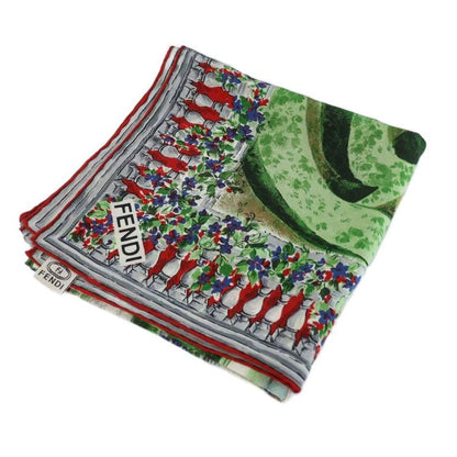 Fendi Large Scarf Shawl Garden All Over Logo Silk Multicolor - GY19 MQ - OH