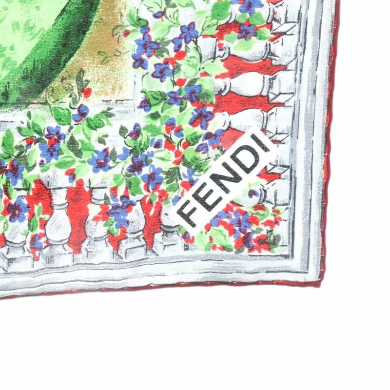 Fendi Large Scarf Shawl Garden All Over Logo Silk Multicolor - GY19 MQ - OH