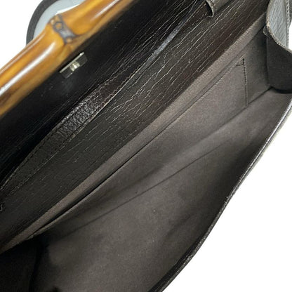 Gucci Shoulder Bag GG Pattern Bamboo 117594 Dark Brown And Brown Leather